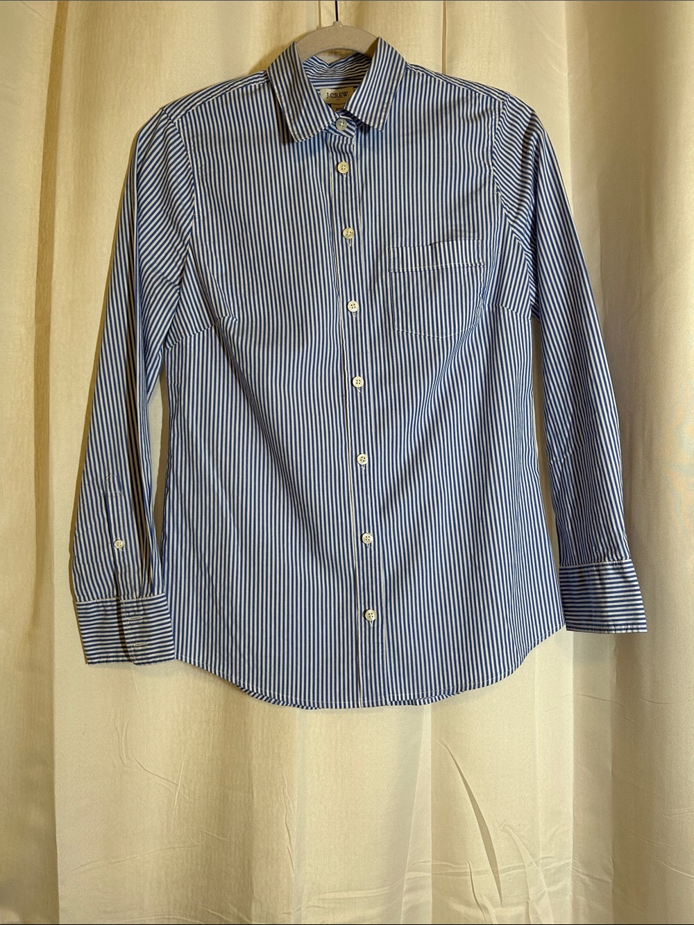 J. Crew Navy and White Striped Button-Down Fitted Shirt